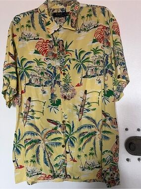 Polo Ralph Lauren Yellow Hawaiian Tropical Shirt XL🔥